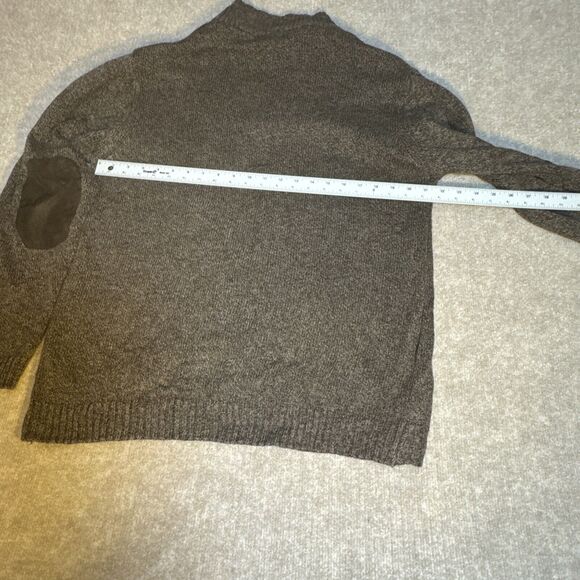 Chaps Ralph Lauren Men Sweater Lg Brown Mock Neck 3-button Grandpa Professor - Picture 4 of 5